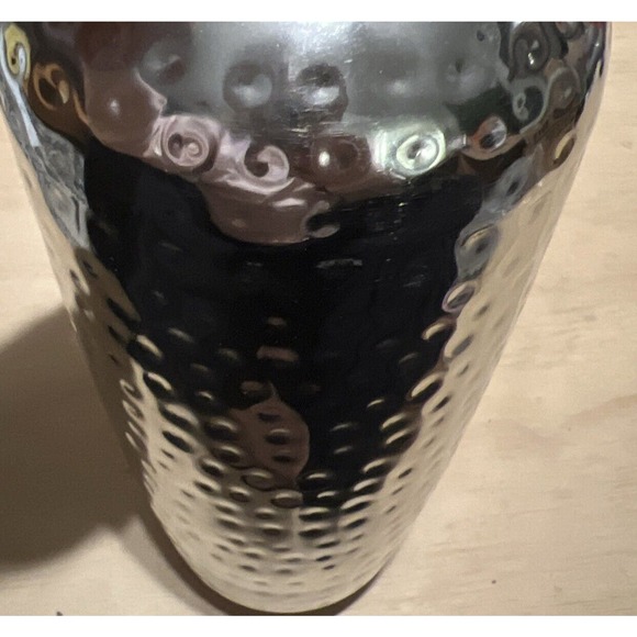 Chic Chill Stainless Vase Round Hammered New - Picture 2 of 6